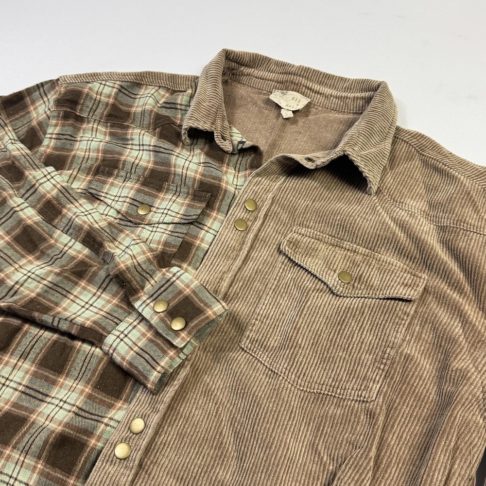 Oli & Hali Oversized Corduroy Plaid Shirt Jacket Womens Large Snap Front Shacket